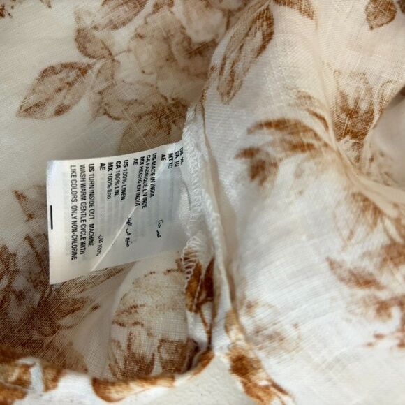 Charter Club Blouse Women's XL Linen Luxury V-Neck Boho Pleated Beaded Top - Picture 6 of 8